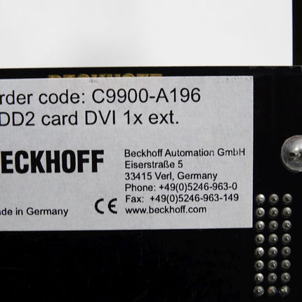 Beckhoff Board C9900-A196 ADD2 card DVI 1x ext.