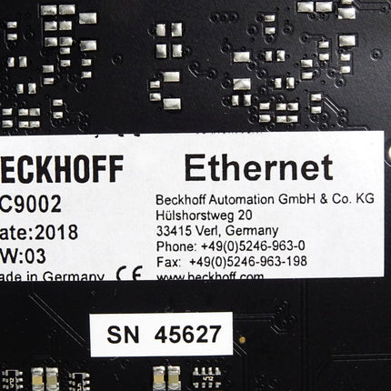 Beckhoff Ethernet-Einsteckkarte 2 Kanäle PCI FC9002 / Neuwertig - Maranos.de