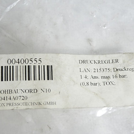 Tox Pressotechnik Druckregler 1/4 max. 16bar 215375 / Neuwertig - Maranos.de