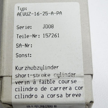 Festo Kurzhubzylinder 157261 AEVUZ-16-25-A-P-A / Neu OVP versiegelt - Maranos.de