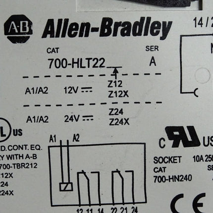 Allen Bradley Relay with socket 700-HLT22 + 700-TBR224