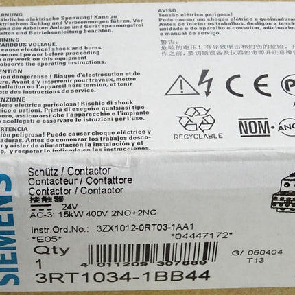 Siemens Schütz 3RT1034-1BB44 / Neu OVP