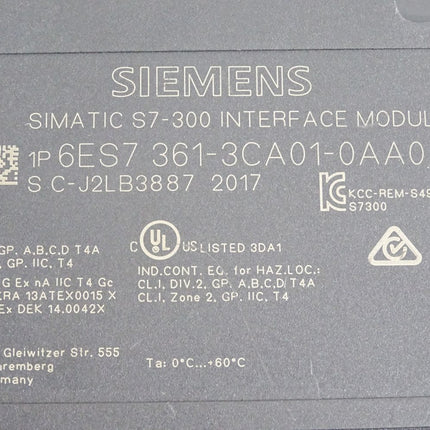 Siemens S7-300 Interface Module 6ES7361-3CA01-0AA0 6ES7 361-3CA01-0AA0 - Maranos.de