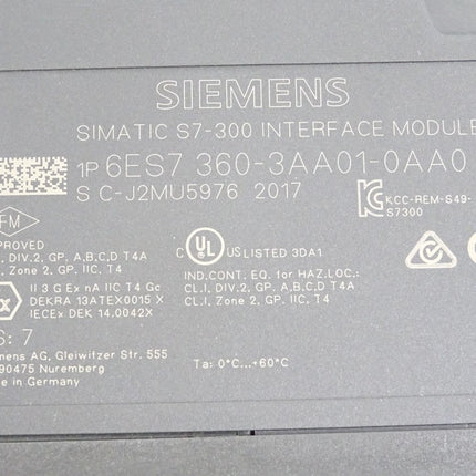 Siemens S7-300 Interface Module 6ES7360-3AA01-0AA0 6ES7 360-3AA01-0AA0 - Maranos.de