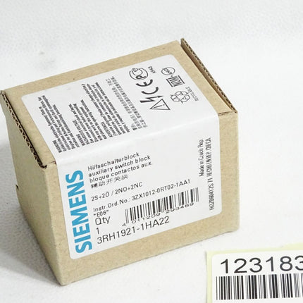 Siemens Hilfsschalterblock 3RH1921-1HA22 / Neu OVP