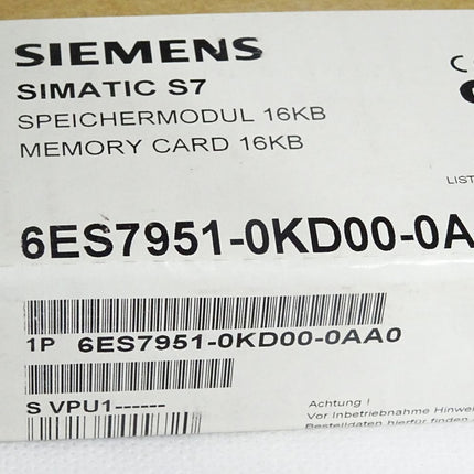Siemens Speichermodul 16KB 6ES7951-0KD00-0AA0 6ES7 951 / Neu OVP versiegelt