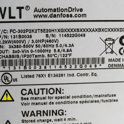 Danfoss Frequenzumrichter 131B0038 FC-302P2K2T5E20H1 2.2kW / Neuwertig