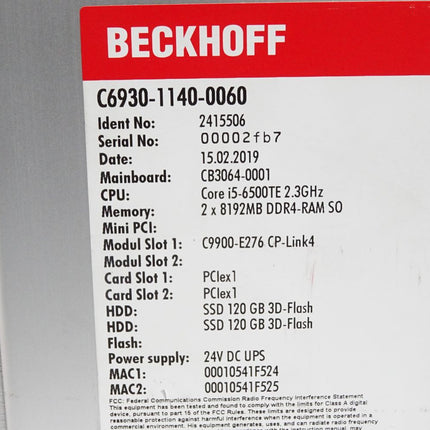 Beckhoff Schaltschrank-Industrie-PC C6930-1140-0060 CB3064-0001 - Maranos.de