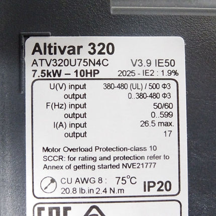 Schneider Electric Frequenzumrichter Altivar 320 ATV320U75N4C 7.5kW / Unbenutzt