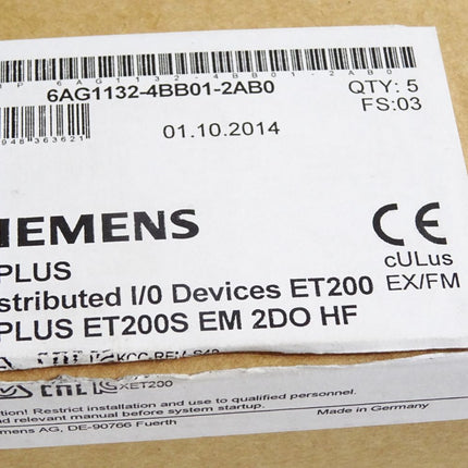 Siemens Siplus EM 2DO HF 6AG1132-4BB01-2AB0 / Inhalt:5 Stück / Neu OVP - Maranos.de