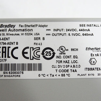 Allen Bradley Flex EtherNet/IP Adaptor 1794-AENT - Maranos.de