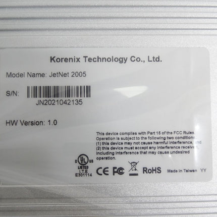 Korenix Technology JetNet 2005 Ethernet Switch 5-port 10/100TX / Neu OVP - Maranos.de