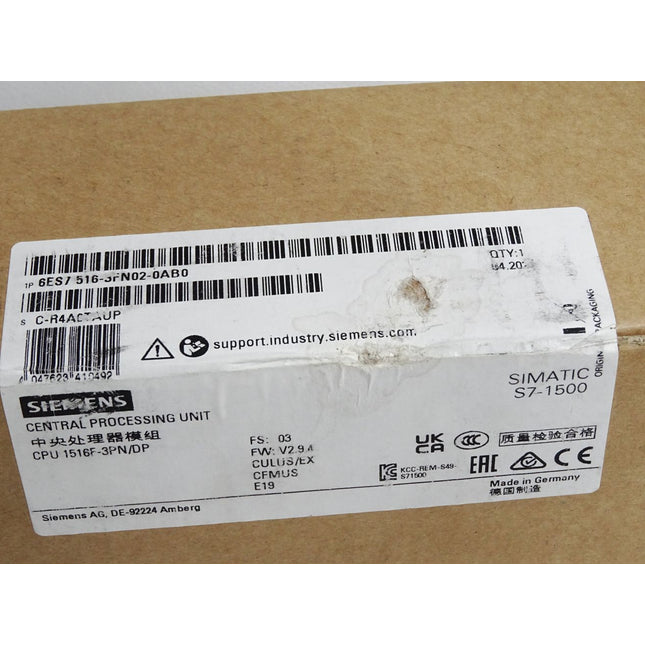 Siemens S7-1500 CPU1516F-3PN/DP 6ES7516-3FN02-0AB0 6ES7 516 / Neu OVP versiegelt