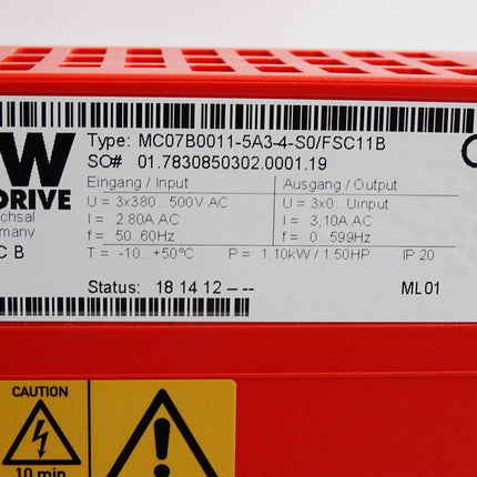 SEW Eurodrive Movitrac MC07B0011-5A3-4-S0 MC07B0011-5A3-4-S0/FSC11B 1.10kW - Maranos.de
