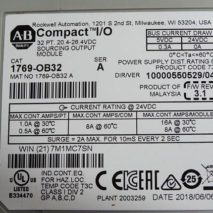 Allen Bradley Ausgangsmodul 1769-OB32