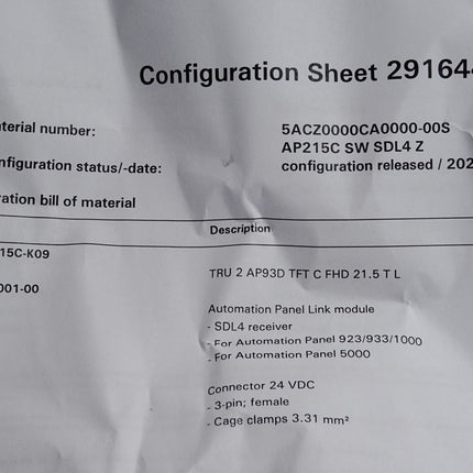 B&R 5AP93D.215C 5AP93D.215C-K09 Multitouch Panel 21.5" AP215C SW SDL4 Unbenutzt - Maranos.de