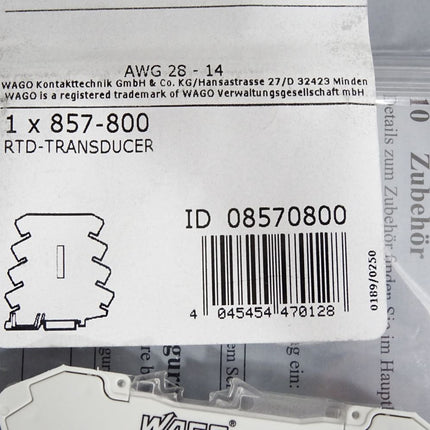Wago RTD-Transducer 857-800 / Neu OVP - Maranos.de
