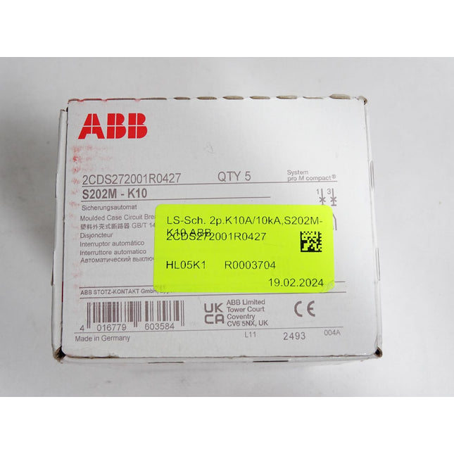ABB Sicherungsautomat 2CDS272001R0427 S202M-K10 / Inhalt:5 Stück / Neu OVP