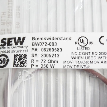 SEW Eurodrive Bremswiderstand BW072-003 08260583 72Ohm 250W / Neu OVP - Maranos.de