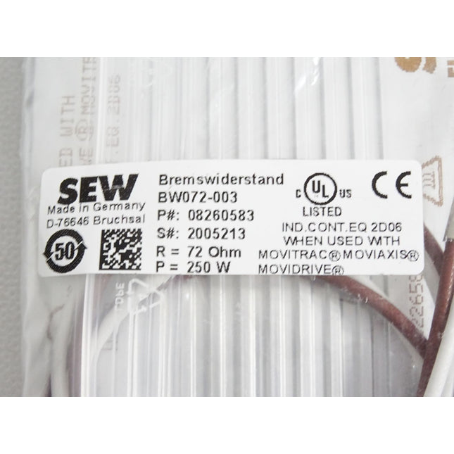 SEW Eurodrive Bremswiderstand BW072-003 08260583 72Ohm 250W / Neu OVP - Maranos.de