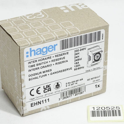 Hager Schaltuhr mit Gangreserve EHN111 24Std 16A 120h / Neu OVP