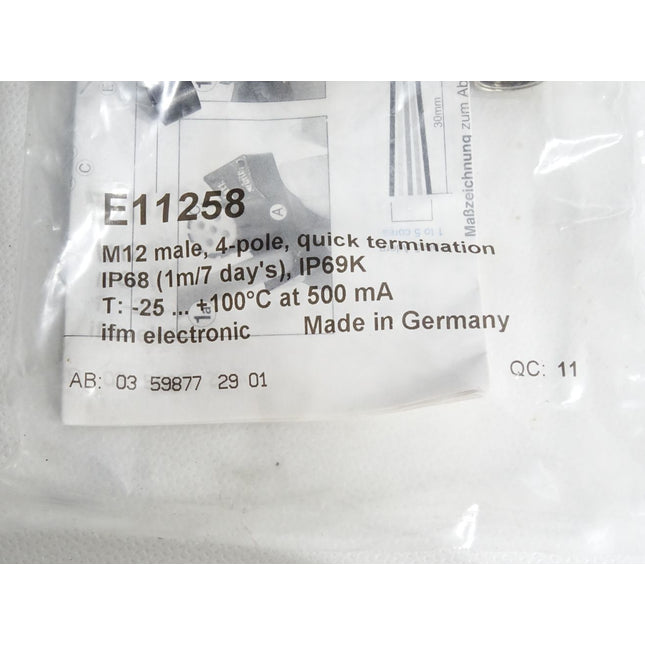 Ifm electronic M12 Stift E11258 4-pol / Neu OVP