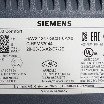 Siemens TP700 Comfort Panel 6AV2124-0GC01-0AX0 6AV2 124-0GC01-0AX0