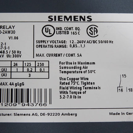 Siemens Zeitrelais 3RP2540-2AW30 / Neuwertig - Maranos.de