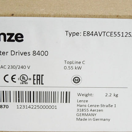 Lenze Inverter Drives 8400 0.55kW E84AVTCE5512SX0 15842870 / Neu OVP versiegelt - Maranos.de