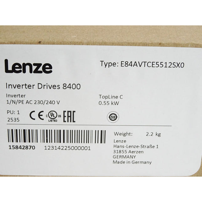 Lenze Inverter Drives 8400 0.55kW E84AVTCE5512SX0 15842870 / Neu OVP versiegelt - Maranos.de