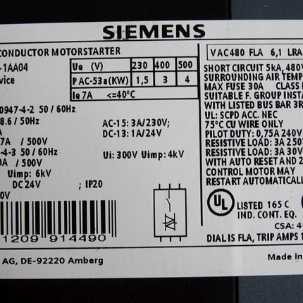 Siemens Motorstarter 3RM1307-1AA04 - Maranos.de