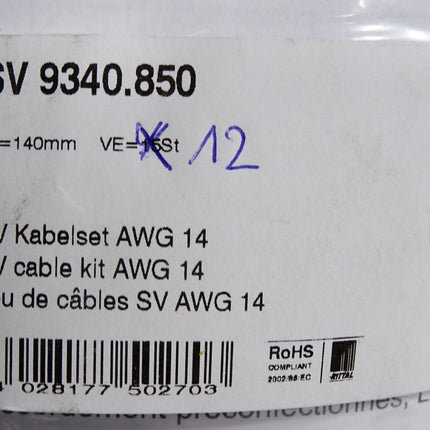 Rittal SV9340.850 Kabelset AWG 14  L: 140 mm v c/ Inhalt:12 Stück / Neu OVP - Maranos.de
