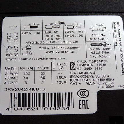 Siemens 3RV2042-4KB10 Leistungsschalter - Maranos.de