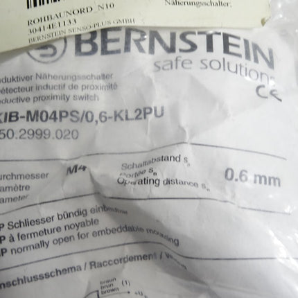 Bernstein Induktiver Näherungsschalter KIB-M04PS/0,6-KL2PU 650.2999.020 Neu OVP