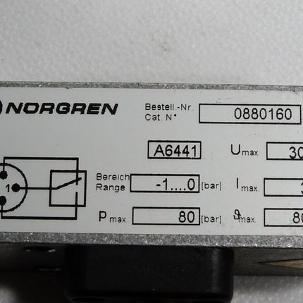 Norgen 18D Druckschalter 0880160 -1…0bar max.80 bar / Unbenutzt - Maranos.de
