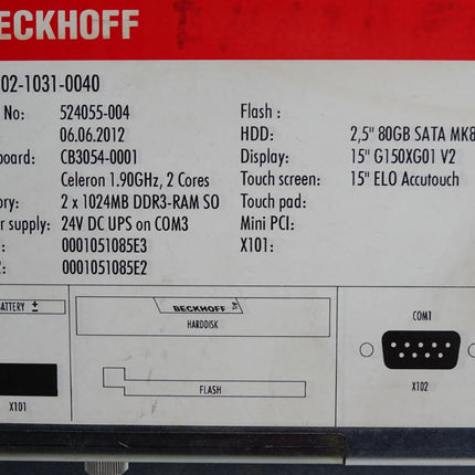 Beckhoff Einbau-Panel-PC CP6202-1031-0040 15" - Maranos.de