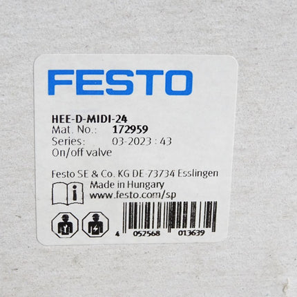 Festo 172959 Einschaltventil HEE-D-MIDI-24 / Neu OVP - Maranos.de