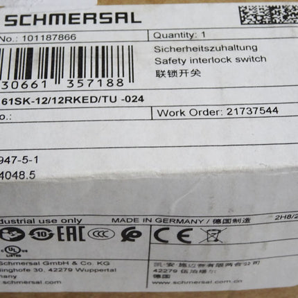 Schmersal 101187866 AZM 161SK-12/12RKED/TU -024 Sichereitszuhaltung / Neu OVP - Maranos.de