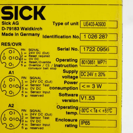 Sick Sicherheitsschaltgerät UE403-A0930 1026287 SW 1.53 - Maranos.de