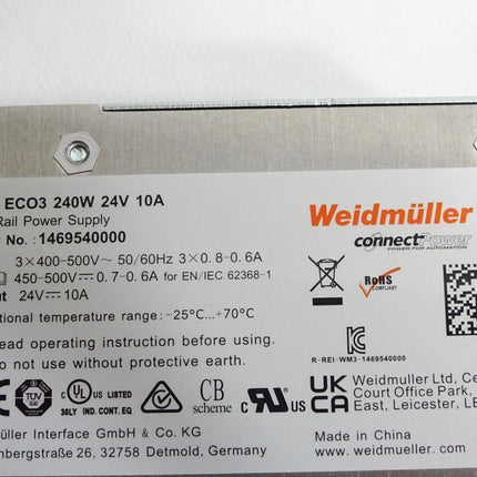 Weidmüller ConnectPower 1469540000 PRO ECO3 240W 24V 10A / Neuwertig
