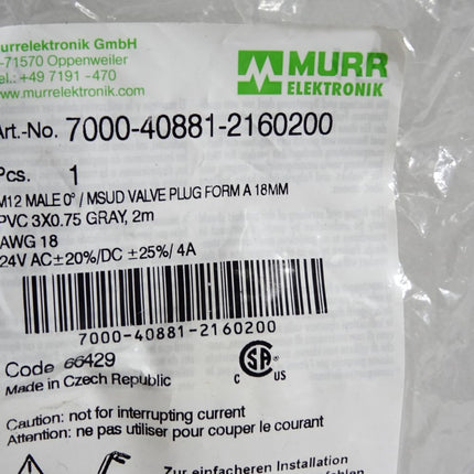 Murr Elektronik Kabel 7000-40881-2160200 / Neu OVP - Maranos.de
