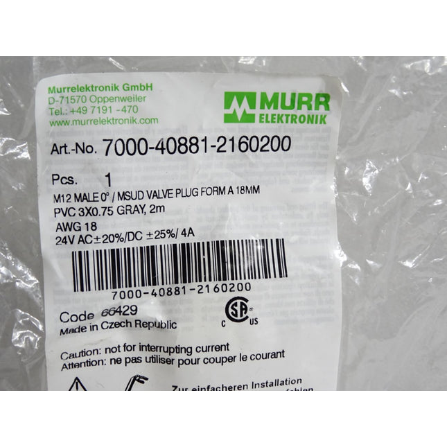 Murr Elektronik Kabel 7000-40881-2160200 / Neu OVP - Maranos.de