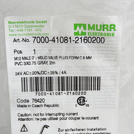 Murr Elektronik Kabel 7000-41081-2160200 / Neu OVP - Maranos.de