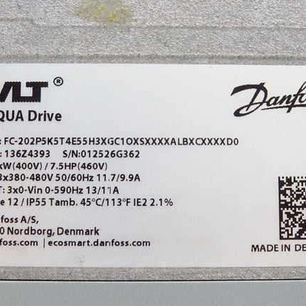 Danfoss VLT Aqua Drive 136Z4393 5.5kW FC-202P5K5T4E55H3XGCO Frequenzumrichter - Maranos.de