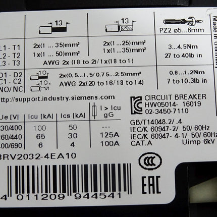 Siemens Leistungsschalter 3RV2032-4EA10 / Neuwertig
