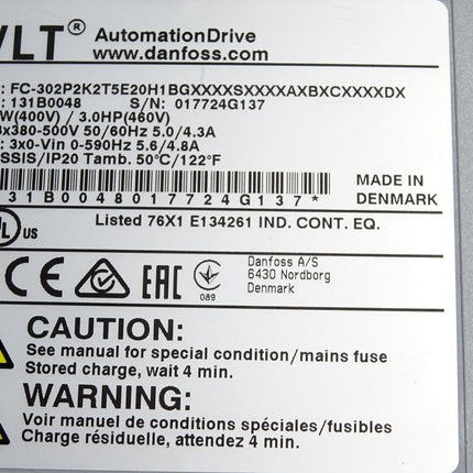 Danfoss VLT 131B0048 2.2kW FC-302P2K2T5E20H1 Neuwertig Gehäuse leicht beschädigt