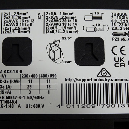 Siemens Leistungsschütz 3RT2026-1BB40 / Neuwertig