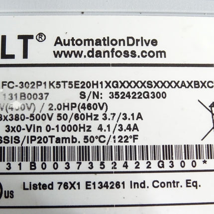 Danfoss VLT Automation Drive 131B0037 1.5kW FC-302P1K5T5E20H1 Frequenzumrichter - Maranos.de