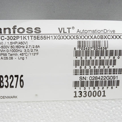 Danfoss VLT Frequenzumrichter 131B3276 FC-302P1K1T5E55H1 1.1kW / Neu OVP