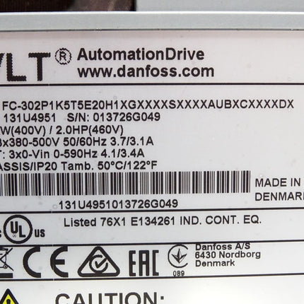 Danfoss VLT Automation Drive 131U4951 1.5kW FC-302P1K5T5E20H1 Frequenzumrichter - Maranos.de